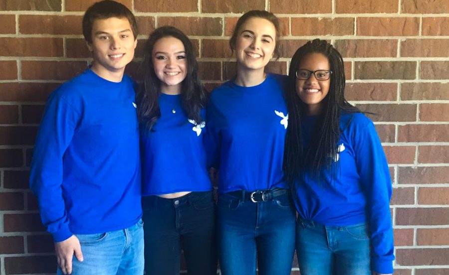 Photo of (from left to right): seniors Dennis Walker, Katie Mazzullo, Sarah Trudeau and Natalie Chandler 