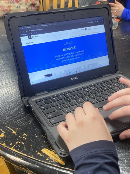 A student using Bluebook for official SAT practice tests. 